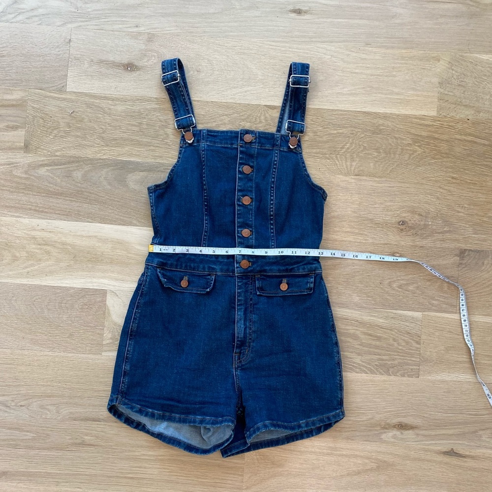 Madewell short denim overalls button up